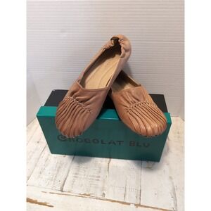 Chocolat Blu NEW Sundance Leather Womens 7.5 Slip On Ballet Flats Loafers